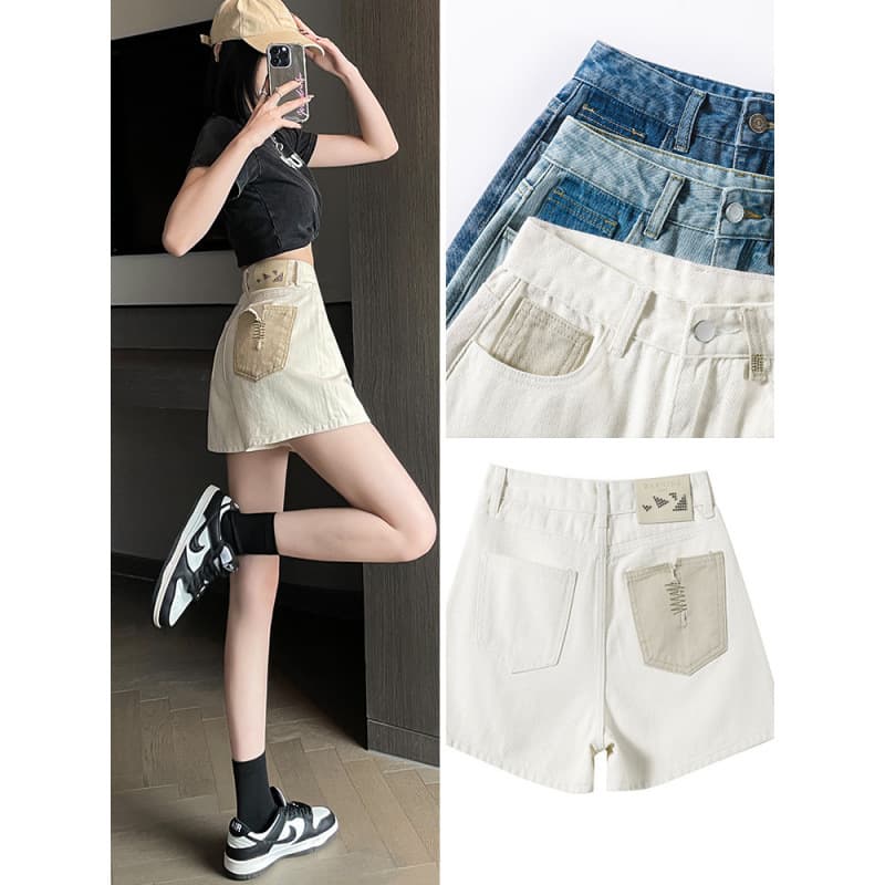 ベージュパンツ レディース 高品質デニムショートパンツ