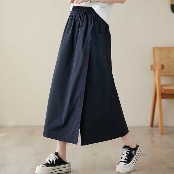 ベージュパンツ 新作ベージュワイドガウチョパンツスカート風