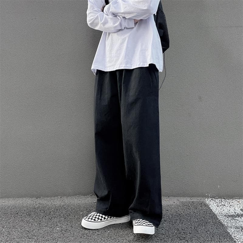 ベージュパンツ メンズ ゆったりワイドパンツ