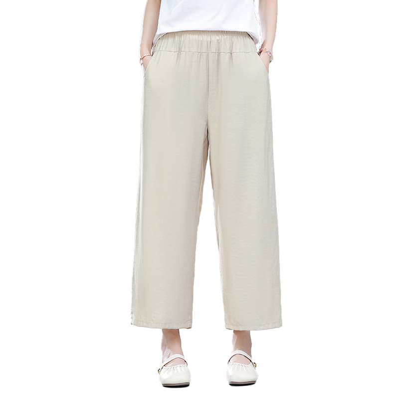 ベージュパンツ ベージュパンツ ゆったりワイドレッグチノパン